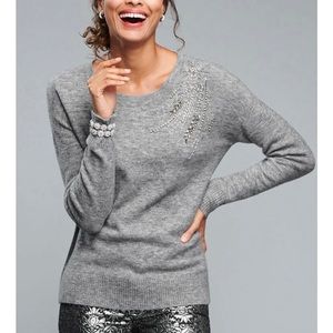Embellished Crewneck Pullover, Size XS